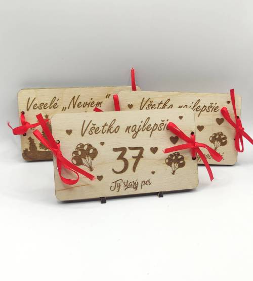 Drevená obálka Všetko najlepšie s vekom pre muža